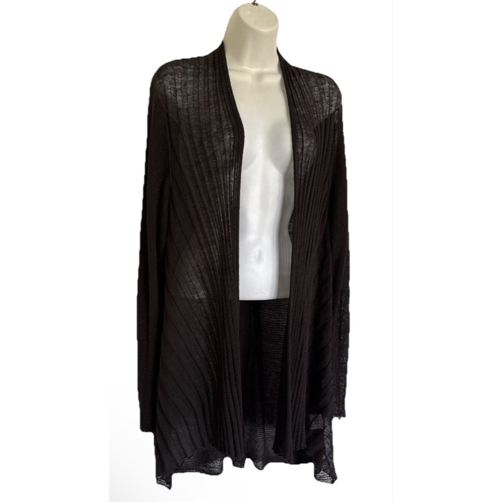 Eileen Fisher Hemp Italian Yarn Semi-Sheer Open Cardigan Brown Woman's 2X